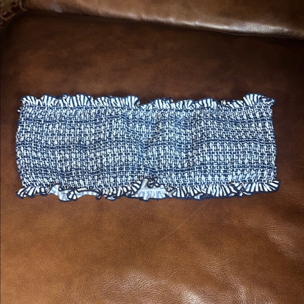 Vineyard Vines Blue and White Bandeau Bikini Top